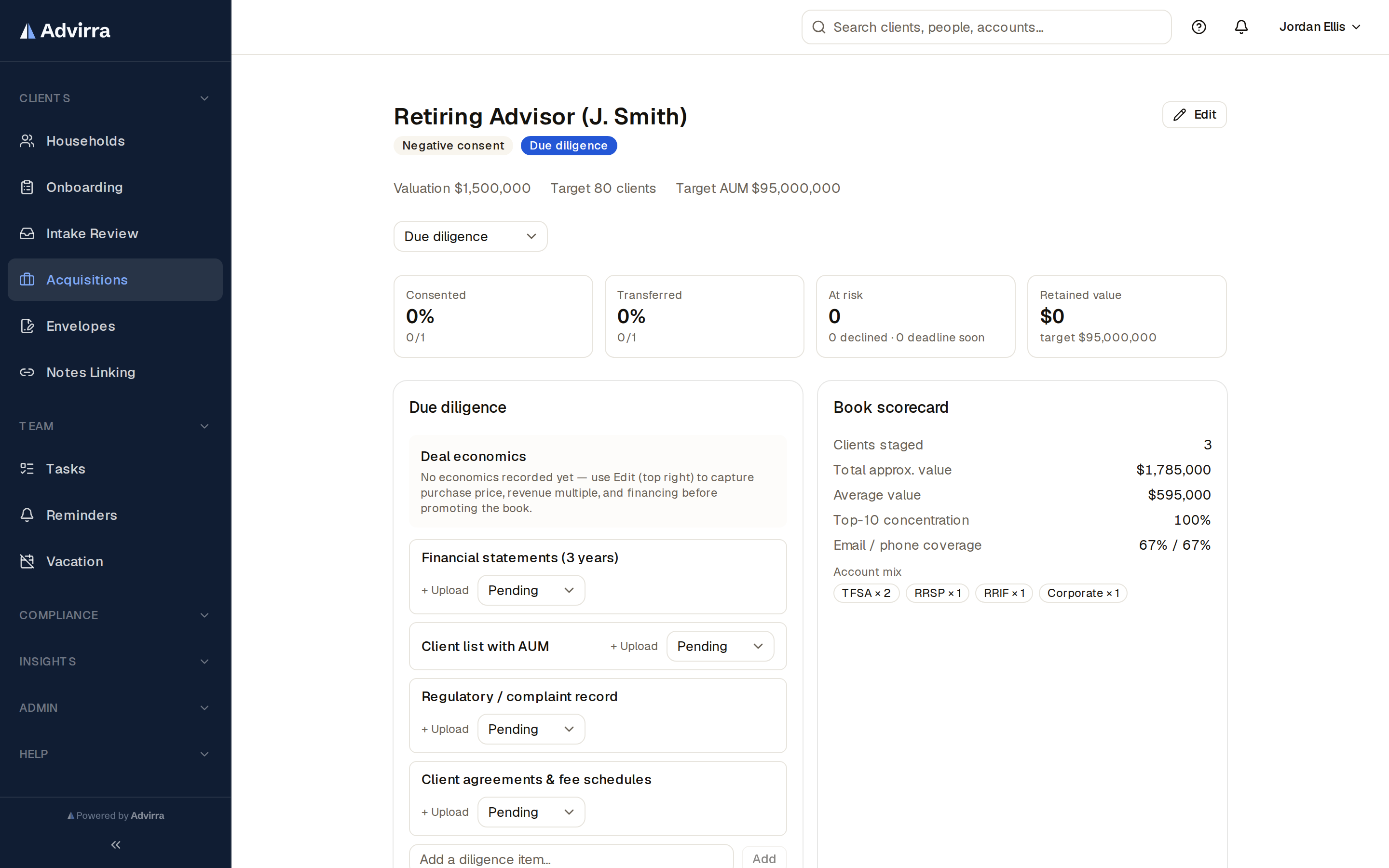 Staged rows, mapping, and consent for one acquired book.