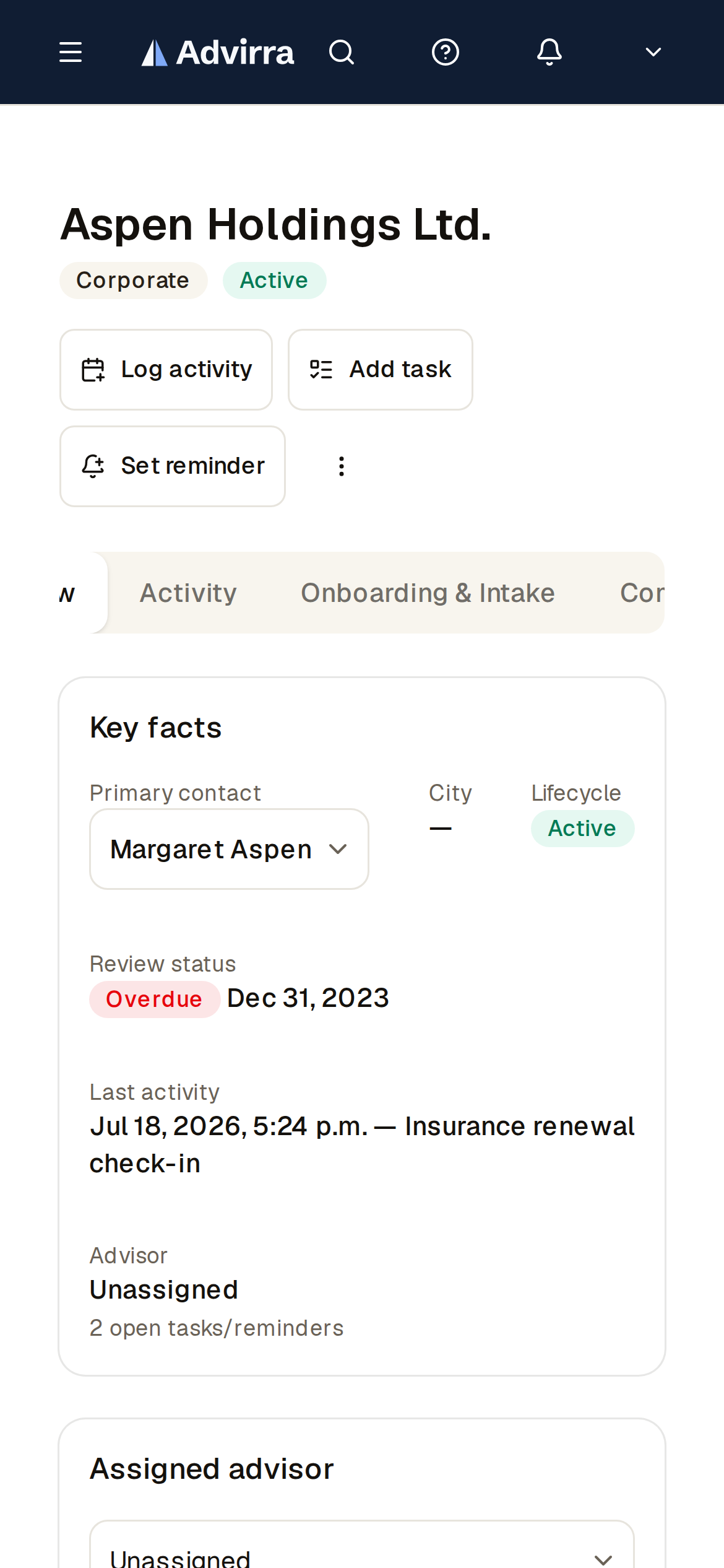 A single household: people, accounts, KYC, and review history in one place. (mobile)